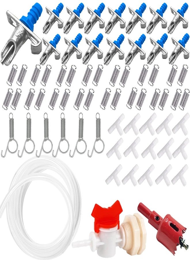 CHENGLAI Automatic Rabbit Watering System Kit Include 15 Nipple Drinker Feeders, 20ft Hose, Watering System Bucket Connector, Hole Opener, 6 Spring Latches for Rabbit Cage Doors - Image 1
